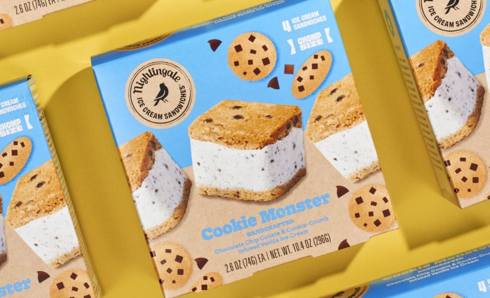 Ice cream company Nightingale packaging in Kroger's stores